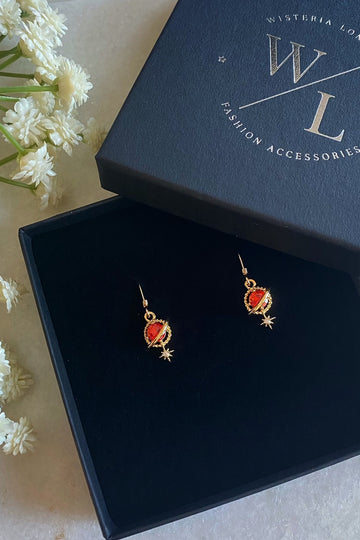 Orion Red Planet and Star Earrings Wisteria London